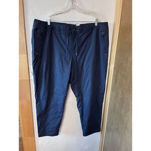 LL Bean Men's Navy Blue Insulated Cargo Pants Elastic Waist Drawstring Size XXL